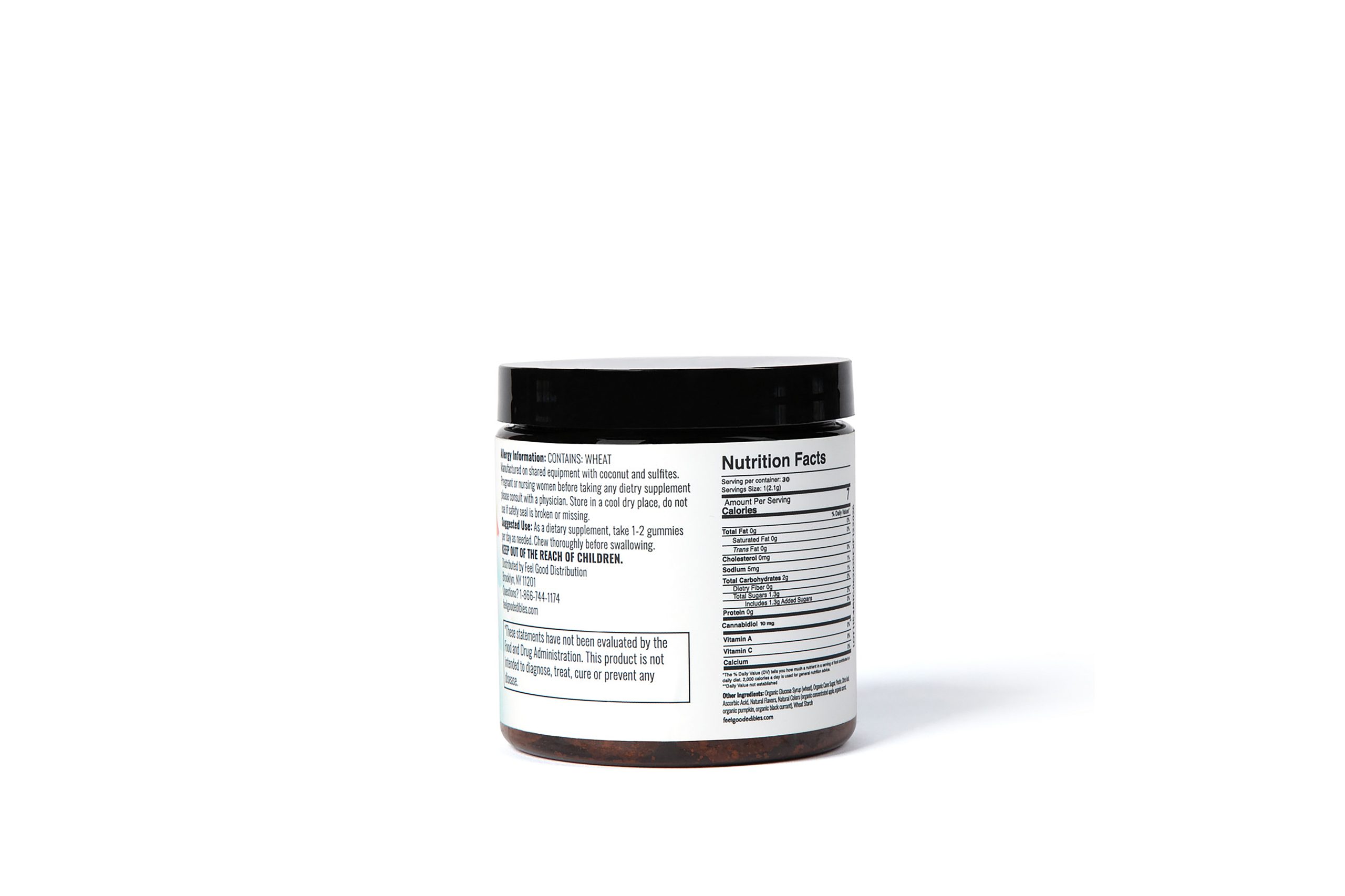 300MG CBD Bear Gummy jar showing nutrition facts and usage instructions on the label.