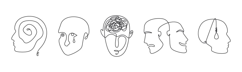 Continuous,Line,Drawing,Mental,Disorder,Vector,Icons,,Abstract,Concepts,Of